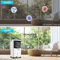 GOPLUS Rafraîchisseur D’Air Mobile, Refroidisseur Par Evaporation, Ventilateur Glacons, Reservoir D’eau 8L, 75W, 3 Vitesses, Minuterie 7,5H, Oscillation Horizontale Et Verticale(127m³/h) 9 GOPLUS Rafraîchisseur D’Air Mobile, Refroidisseur Par Evaporation, Ventilateur Glacons, Reservoir D’eau 8L, 75W, 3 Vitesses, Minuterie 7,5H, Oscillation Horizontale Et Verticale(127m³/h) -Climatiseur Et Ventilateur 58172840 3