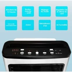 GOPLUS Rafraîchisseur D’Air Mobile, Refroidisseur Par Evaporation, Ventilateur Glacons, Reservoir D’eau 8L, 75W, 3 Vitesses, Minuterie 7,5H, Oscillation Horizontale Et Verticale(127m³/h) 11 GOPLUS Rafraîchisseur D’Air Mobile, Refroidisseur Par Evaporation, Ventilateur Glacons, Reservoir D’eau 8L, 75W, 3 Vitesses, Minuterie 7,5H, Oscillation Horizontale Et Verticale(127m³/h) -Climatiseur Et Ventilateur 58172840 5