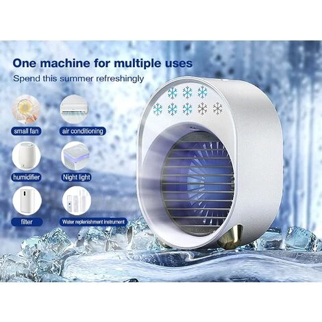 Mini Climatiseur Portable,Climatiseur Mobile Sans Évacuation,Ventilateur Silencieux Chambre,Climatiseur Mobile Silencieux,Clim Portable Rechargeable USB Petit Humidificateur Air 3600mAh 4 En 1,Blanc [ 4 Mini Climatiseur Portable,Climatiseur Mobile Sans Évacuation,Ventilateur Silencieux Chambre,Climatiseur Mobile Silencieux,Clim Portable Rechargeable USB Petit Humidificateur Air 3600mAh 4 En 1,Blanc [ – Image 2