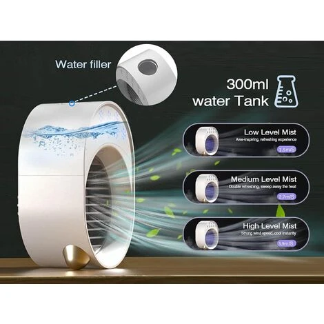 Mini Climatiseur Portable,Climatiseur Mobile Sans Évacuation,Ventilateur Silencieux Chambre,Climatiseur Mobile Silencieux,Clim Portable Rechargeable USB Petit Humidificateur Air 3600mAh 4 En 1,Blanc [ 7 Mini Climatiseur Portable,Climatiseur Mobile Sans Évacuation,Ventilateur Silencieux Chambre,Climatiseur Mobile Silencieux,Clim Portable Rechargeable USB Petit Humidificateur Air 3600mAh 4 En 1,Blanc [ – Image 5