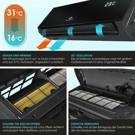 KESSER® Climatisation SET Réversible - Climatiseur Avec Fonction WiFi/Application - Refroidissement A++/ Chauffage A+, Fluide Réfrigérant R32 - Écran LCD, Télécommande Et Fonction Minuterie - Matériel 6 KESSER® Climatisation SET Réversible - Climatiseur Avec Fonction WiFi/Application - Refroidissement A++/ Chauffage A+, Fluide Réfrigérant R32 - Écran LCD, Télécommande Et Fonction Minuterie - Matériel – Image 4