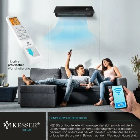 KESSER® Climatisation SET Réversible - Climatiseur Avec Fonction WiFi/Application - Refroidissement A++/ Chauffage A+, Fluide Réfrigérant R32 - Écran LCD, Télécommande Et Fonction Minuterie - Matériel 7 KESSER® Climatisation SET Réversible - Climatiseur Avec Fonction WiFi/Application - Refroidissement A++/ Chauffage A+, Fluide Réfrigérant R32 - Écran LCD, Télécommande Et Fonction Minuterie - Matériel – Image 5