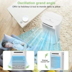 COSTWAY Rafraîchisseur D'air 4 En 1-88W-10L 3 Mode/Vitesses Oscillation Télécommande/Climatiseur Mobile Ventilateur Humidificateur Minuterie 15H -Climatiseur Et Ventilateur 58478089 4