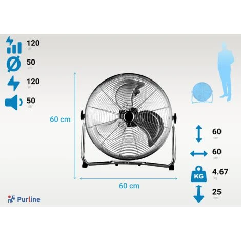 Ventilateur Industriel 120W Avec 3 Pales Et 3 Vitesses 5 Ventilateur Industriel 120W Avec 3 Pales Et 3 Vitesses – Image 3