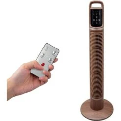 Ventilateur Oscillant Colonne 40W - Silencieux 42 DB - Télécommande + Ecran Tactile - 3 Modes + 3 Vitesses + Minuterie - 82cm - Bois