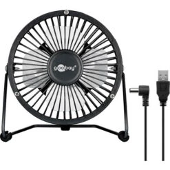 Mini Ventilateur De Bureau Noir - 5V - D13cm - Rechargeable USB - Sans Fil
