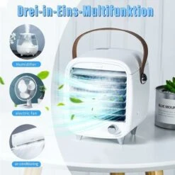 Climatiseur Mobile Petit Et Portable, Climatiseur/Ventilateur/Humidificateur Portable 3 En 1, Mini Climatiseur Basse Consommation, Climatiseur Personnel Blanc-BDD -Climatiseur Et Ventilateur 65377974 4