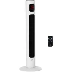 HOMCOM Ventilateur Colonne Tour Programmable Oscillant Silencieux 45 W Avec Télécommande écran Affichage Minuterie 3 Modes 3 Vitesses 32L X 32l X 96H Cm Blanc Noir