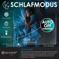 KESSER® Air Conditionné Climatiseur Mobile 4 en 1 Pour Rafraichir, Déshumidifier, Aérer, Ventiler 12 000 BTU/h (3 500 Watt) 3,5 KW Climatiseur Avec Matériel De Montage, Télécommande, Minuterie, Mode -Climatiseur Et Ventilateur 80441926 3