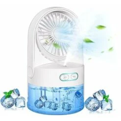 Ventilateur Brumisateur De Table, Petit Ventilateur De Bureau Personnel Avec Grand Réservoir D'eau De 300 Ml