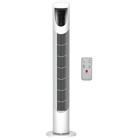 HOMCOM Ventilateur Colonne Tour Oscillant Silencieux 40 W Télécommande Panneau Contrôle Tactile 3 Vitesses Ø 18 X 78H Cm Blanc 3 HOMCOM Ventilateur Colonne Tour Oscillant Silencieux 40 W Télécommande Panneau Contrôle Tactile 3 Vitesses Ø 18 X 78H Cm Blanc