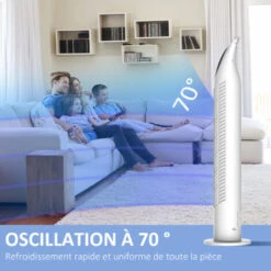 HOMCOM Ventilateur Colonne Tour Oscillant Silencieux 40 W Télécommande Panneau Contrôle Tactile 3 Vitesses Ø 18 X 78H Cm Blanc 10 HOMCOM Ventilateur Colonne Tour Oscillant Silencieux 40 W Télécommande Panneau Contrôle Tactile 3 Vitesses Ø 18 X 78H Cm Blanc -Climatiseur Et Ventilateur 83724405 4