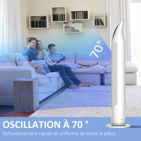 HOMCOM Ventilateur Colonne Tour Oscillant Silencieux 40 W Télécommande Panneau Contrôle Tactile 3 Vitesses Ø 18 X 78H Cm Blanc 6 HOMCOM Ventilateur Colonne Tour Oscillant Silencieux 40 W Télécommande Panneau Contrôle Tactile 3 Vitesses Ø 18 X 78H Cm Blanc – Image 4