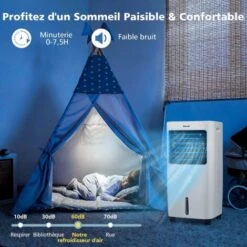 COSTWAY Rafraîchisseur D'Air Mobile 4 En 1 65W Réservoir 20L Ventilateur Humidificateur Oscillation 40° 3 Modes 4 Vitesses Minuterie 7,5H, 2 Glacières Inclus -Climatiseur Et Ventilateur 86980764 3