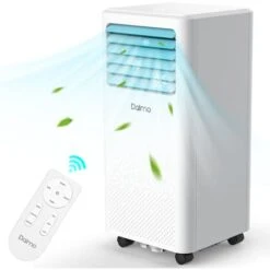 Dalmo Climatiseur Mobile 3 En 1 Cool, 9000 BTU, Déshumidificateur, Écran Tactile, Module Nuit, Blanc- P09-9K