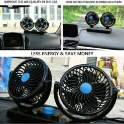 Ventilateur De Voiture 12v Doubles Têtes Rotatives Silencieux 360 Degrés Rotatif 2 Vitesses Ajustable Double Voiture Avec Allume Cigare -Climatiseur Et Ventilateur 88674937 4