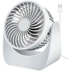 Ventilateur USB Silencieux, Mini Ventilateur Bureau 3 Vitesses, 360° Rotation Petit Ventilateur De Table Portable Performant Pour Chambre Voiture Camping Exterieur