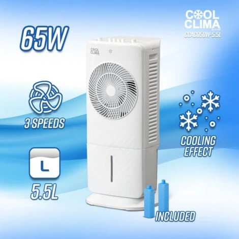 Rafraichisseur D'air Oscillant 65 W - 5.5L - Ventilateur - Humidificateur - Cool Clima 4 Rafraichisseur D'air Oscillant 65 W - 5.5L - Ventilateur - Humidificateur - Cool Clima – Image 2