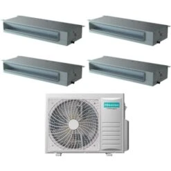 HISENSE AIR CONDITIONER QUADRI SPLIT INVERTER DUCTED 9+9+18 WITH 4AMW105U4RAA R-32 WI-FI OPTIONAL 9000+9000+18000 WITH STANDARD REMOTE CONTROL AND WIRED INCLUDED - NEW