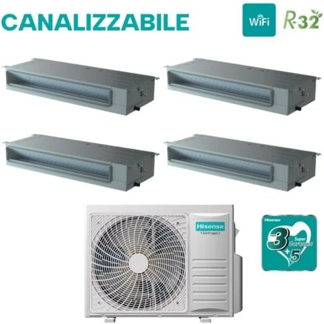 HISENSE AIR CONDITIONER QUADRI SPLIT INVERTER DUCTED 9+9+18 WITH 4AMW105U4RAA R-32 WI-FI OPTIONAL 9000+9000+18000 WITH STANDARD REMOTE CONTROL AND WIRED INCLUDED - NEW 4 HISENSE AIR CONDITIONER QUADRI SPLIT INVERTER DUCTED 9+9+18 WITH 4AMW105U4RAA R-32 WI-FI OPTIONAL 9000+9000+18000 WITH STANDARD REMOTE CONTROL AND WIRED INCLUDED - NEW – Image 2