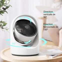 Ventilateur De Table Silencieux Mini Ventilateur De Circulation D'Air Avec Écran Tactile 4 Vitesses Grille Amovible Petit Ventilateur De Bureau USB Rechargeable10W 5V Portable à Domicile Blanc -Climatiseur Et Ventilateur 94039925 4