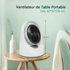 Ventilateur De Table Silencieux Mini Ventilateur De Circulation D'Air Avec Écran Tactile 4 Vitesses Grille Amovible Petit Ventilateur De Bureau USB Rechargeable10W 5V Portable à Domicile Blanc -Climatiseur Et Ventilateur 94039925 5