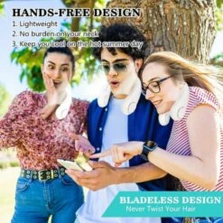 Ventilateur De Cou Portable Personnel, Mini Ventilateur Rechargeable USB Sans Lame Silencieux Avec Flux D’air à 360°et 3 Vitesses, Ventilateur Suspendu Mains Libres Pour Voyage Bureau Domicile Sport,B -Climatiseur Et Ventilateur 95078962 5