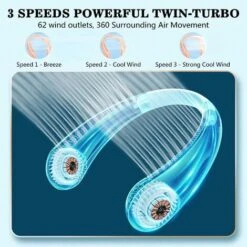 Ventilateur De Cou Portable Personnel, Mini Ventilateur Rechargeable USB Sans Lame Silencieux Avec Flux D’air à 360°et 3 Vitesses, Ventilateur Suspendu Mains Libres Pour Voyage Bureau Domicile Sport,R -Climatiseur Et Ventilateur 95079007 3