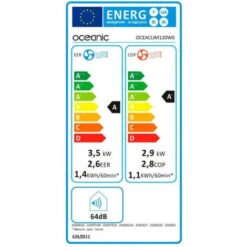 Climatiseur Monobloc Réversible Mobile OCEANIC - 3530 W - 12000 BTU - Chaud/Froid - Programmable - Classe énergétique A -Climatiseur Et Ventilateur 95364409 5