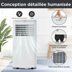 Climatiseur Mobile Silencieux 3 En 1 7000 BTU, Climatiseur Portable, Déshumidificateur, Avec Fonction D'échappement, Télécommande/APP, 3 Modes De Fonctionnement, Classe D'efficacité énergétique A -Climatiseur Et Ventilateur 95461809 4