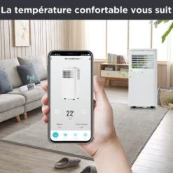 Climatiseur Mobile Silencieux 3 En 1 7000 BTU, Climatiseur Portable, Déshumidificateur, Avec Fonction D'échappement, Télécommande/APP, 3 Modes De Fonctionnement, Classe D'efficacité énergétique A -Climatiseur Et Ventilateur 95461809 5