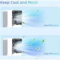 Climatiseur Portable, 4 En 1 Refroidisseur D'air, 700ML Climatiseur Mobile Silencieux, 120°Oscilación, 3 Vitesses, Ventilateur, Purificateur D'air, Maison, Bureau, Blanc, Large -Climatiseur Et Ventilateur 95476035 4