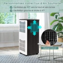 COSTWAY Climatiseur Mobile Silencieux 9000BTU 4 En 1 [Classe énergétique A] Contrôle APP Avec Refroidisseur Ventilateur Déshumidificateur Mode Veille Minuterie 24H -Climatiseur Et Ventilateur 96351024 5