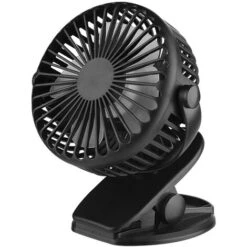 Ventilateur USB Puissant, Ventilateur à Pince De Table à Clip Silencieux 3 Vitesses, Réglage à 720° Pour Le Bureau, Camping, Poussette, Voiture,Noir