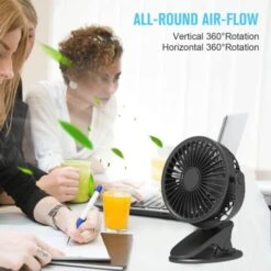 Petit Ventilateur à 3 Vitesses Avec Clip De Fixation Et Prise USB Adapté Aux Bureaux, Dortoirs D'étudiants -Climatiseur Et Ventilateur 97642441 5