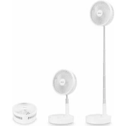 Fan Ventilateur De Sol,Ventilateur De Table,Ventilateur Silencieux à 4 Vitesses,19,7 Cm, Batterie 7200mAh, Réglable En Hauteur Et Pliable, Chargement Via USB
